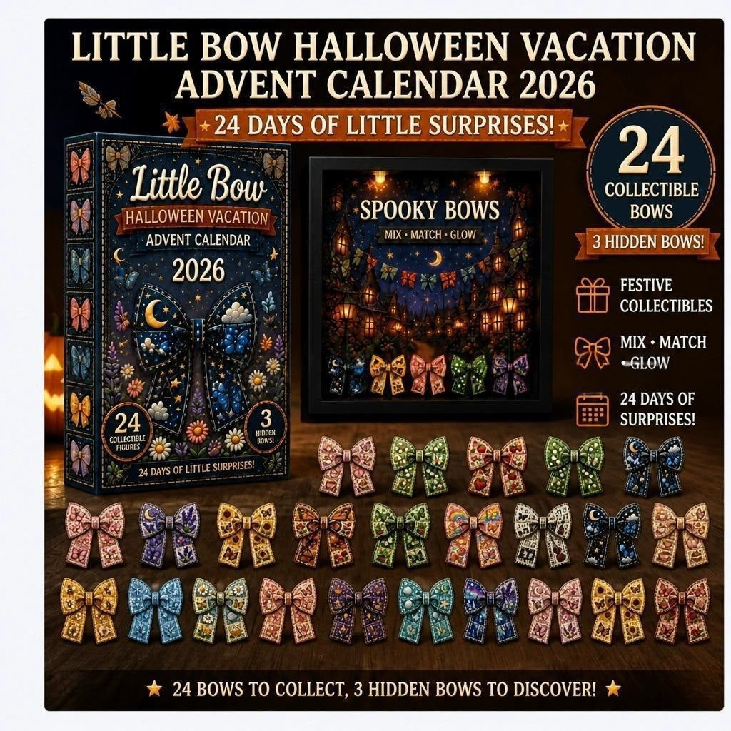 Little Bow Halloween Vacation 24-Day Advent Calendar (2026 Edition) | Spooky-Chic Collectible Bows with Glow-in-the-Dark Surprises