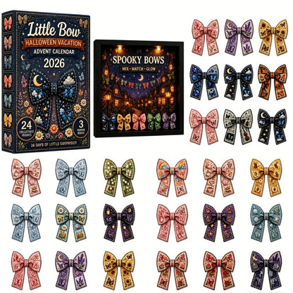 Little Bow Halloween Vacation 24-Day Advent Calendar (2026 Edition) | Spooky-Chic Collectible Bows with Glow-in-the-Dark Surprises