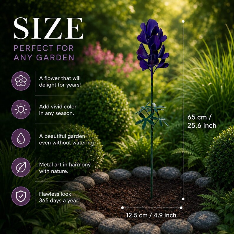 🔥Limited-time 50% off🌷Bluebonnet Lupine Metal Garden Stake, Rustic Outdoor Flower Sculpture for Lawn, Patio & Landscape Border Decor