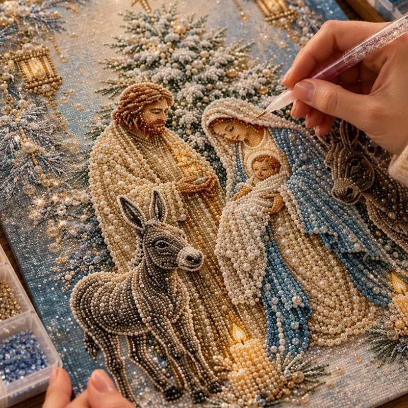 Nativity Scene Diamond Painting Kit – Christian Christmas Faith Art DIY Craft for Home Decor, Family Activity & Handmade Gifts