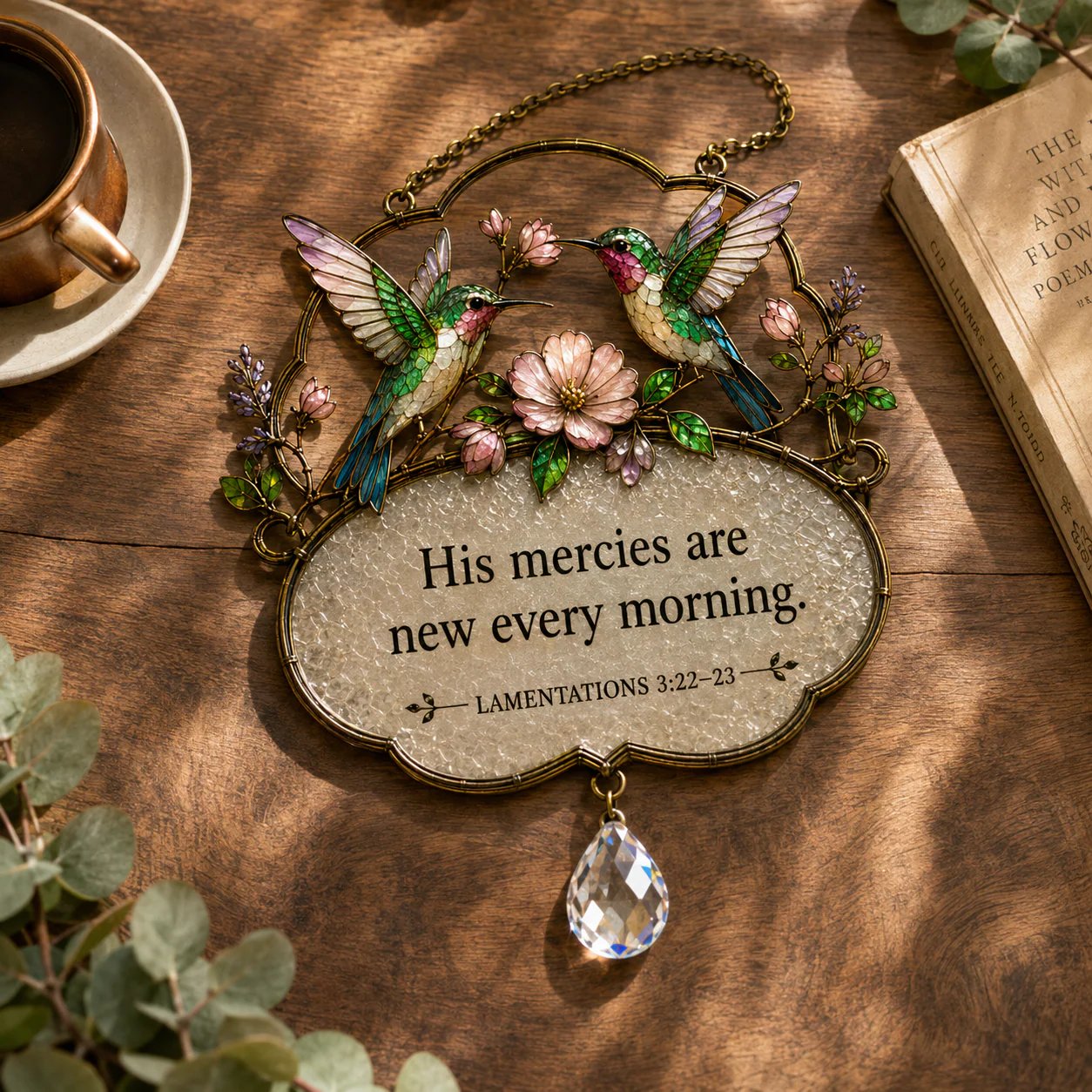 🐦Christian Scripture Bird Suncatcher with Crystal Prism – Hummingbird, Cardinal & Songbird Window Hanging