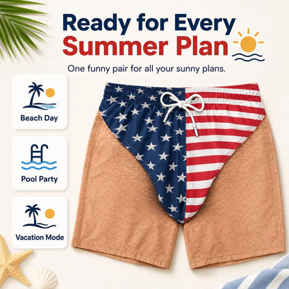 🇺🇸 Funny Patriotic Men’s Swim Trunks – Freedom & Chill Summer Beach Shorts 🏖️ (📦Buy 2 Free Shipping)