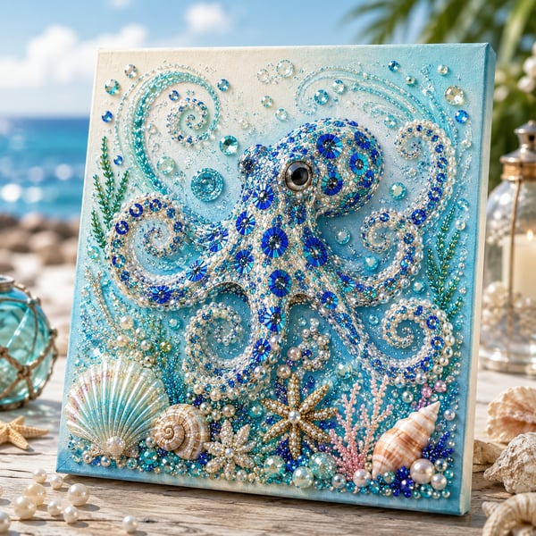 🌊🌊🔥 Last Day 50% OFF Big Sale - 🌊✨ Ocean Theme Pearl Art DIY Kit – Relaxing DIY Craft to Create Stunning Coastal Artwork