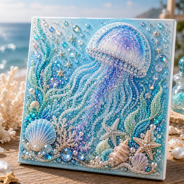 🌊🌊🔥 Last Day 50% OFF Big Sale - 🌊✨ Ocean Theme Pearl Art DIY Kit – Relaxing DIY Craft to Create Stunning Coastal Artwork