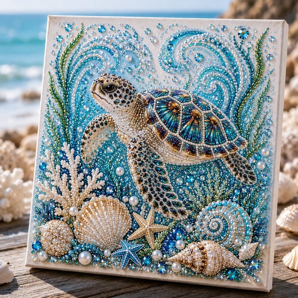 🌊🌊🔥 Last Day 50% OFF Big Sale - 🌊✨ Ocean Theme Pearl Art DIY Kit – Relaxing DIY Craft to Create Stunning Coastal Artwork