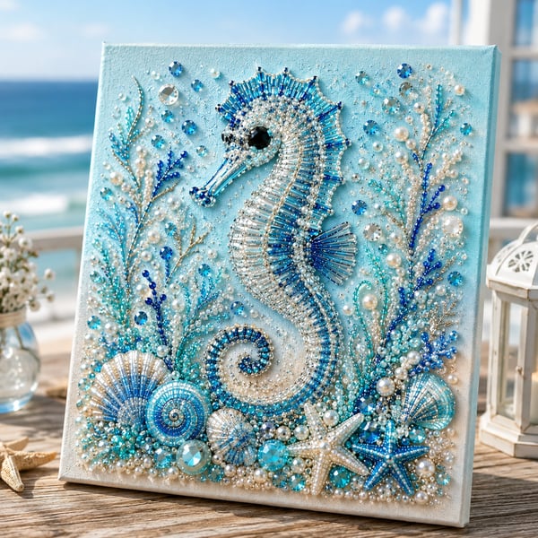 🌊🌊🔥 Last Day 50% OFF Big Sale - 🌊✨ Ocean Theme Pearl Art DIY Kit – Relaxing DIY Craft to Create Stunning Coastal Artwork