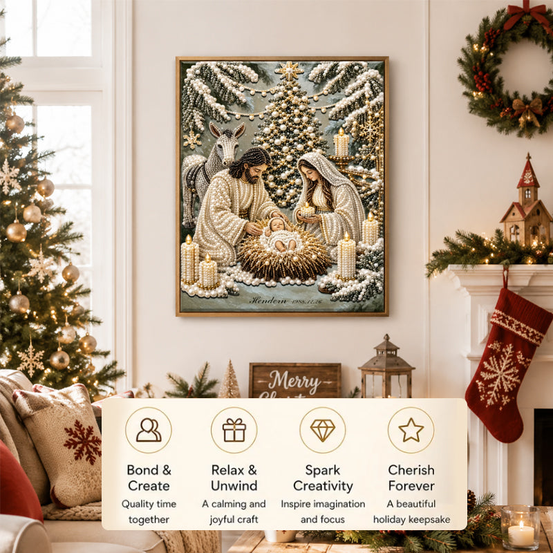 Nativity Scene Diamond Painting Kit – Christian Christmas Faith Art DIY Craft for Home Decor, Family Activity & Handmade Gifts
