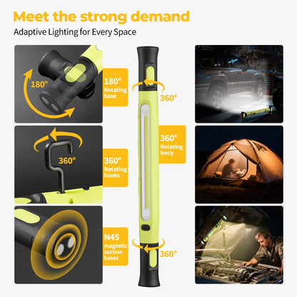 Under Hood Work Light Bar, 3000LM LED Magnetic Light Bar with Hooks, 5200mAh Cordless Rechargeable Hood Light Fathers Day Dad Gifts for Men/Mechanic/Car Repairing/Garage