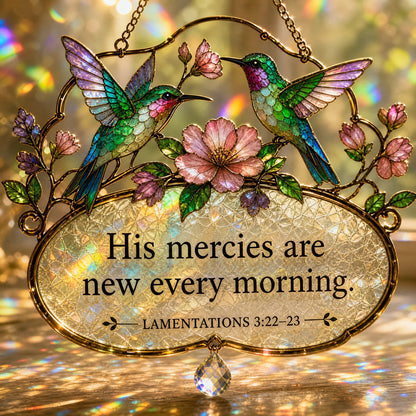 🐦Christian Scripture Bird Suncatcher with Crystal Prism – Hummingbird, Cardinal & Songbird Window Hanging