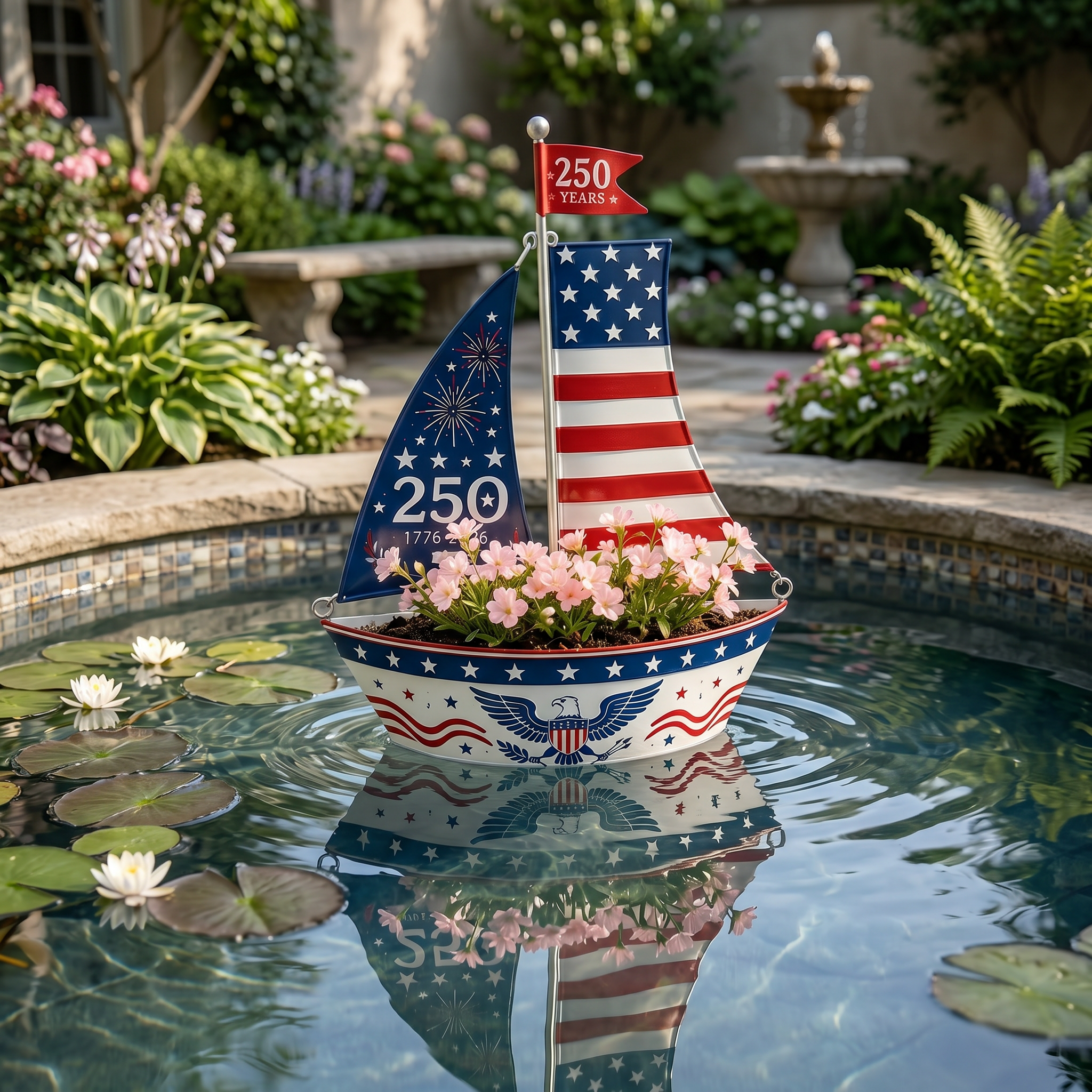 🔥America 250 Years Patriotic Sailboat Metal Planter, Outdoor Garden & Wall Patriotic Decor