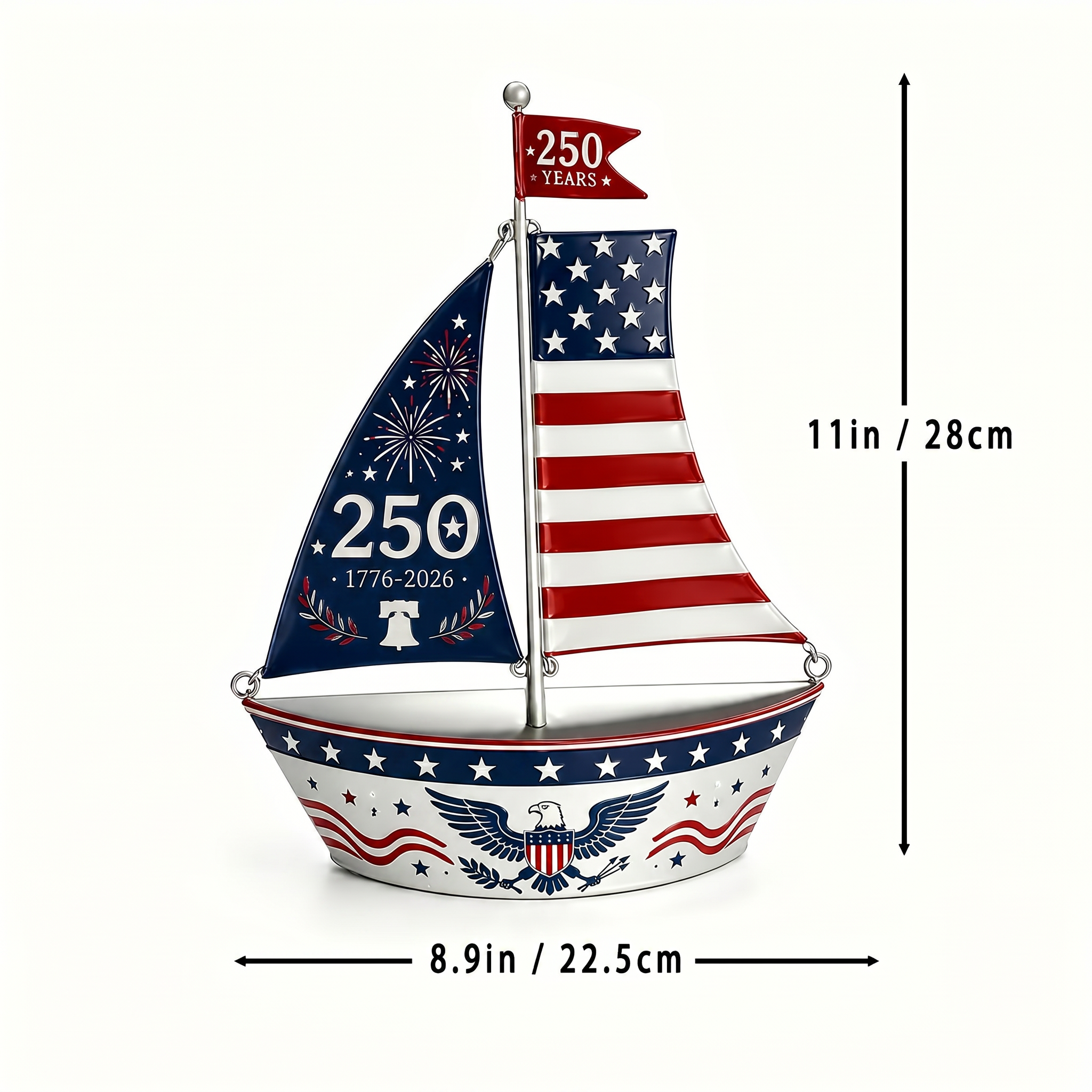 🔥America 250 Years Patriotic Sailboat Metal Planter, Outdoor Garden & Wall Patriotic Decor